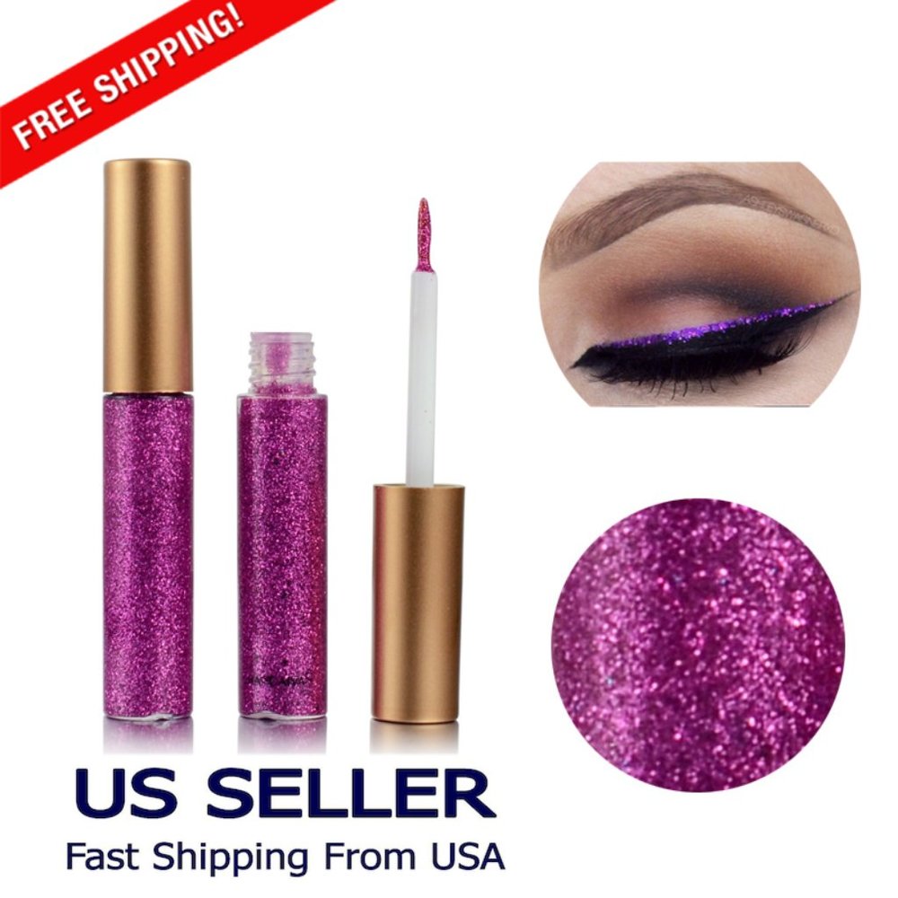8 Colors GLITTER Waterproof Eyeshadow Liquid Eyeliner Makeup Shimmer Metallic